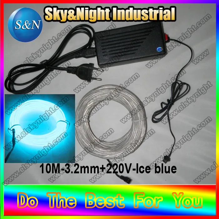 

3.2mm flexible neon light strip rope 10M-ice blue+220v Inverter+free shipping KTV party/outdoor& indoor