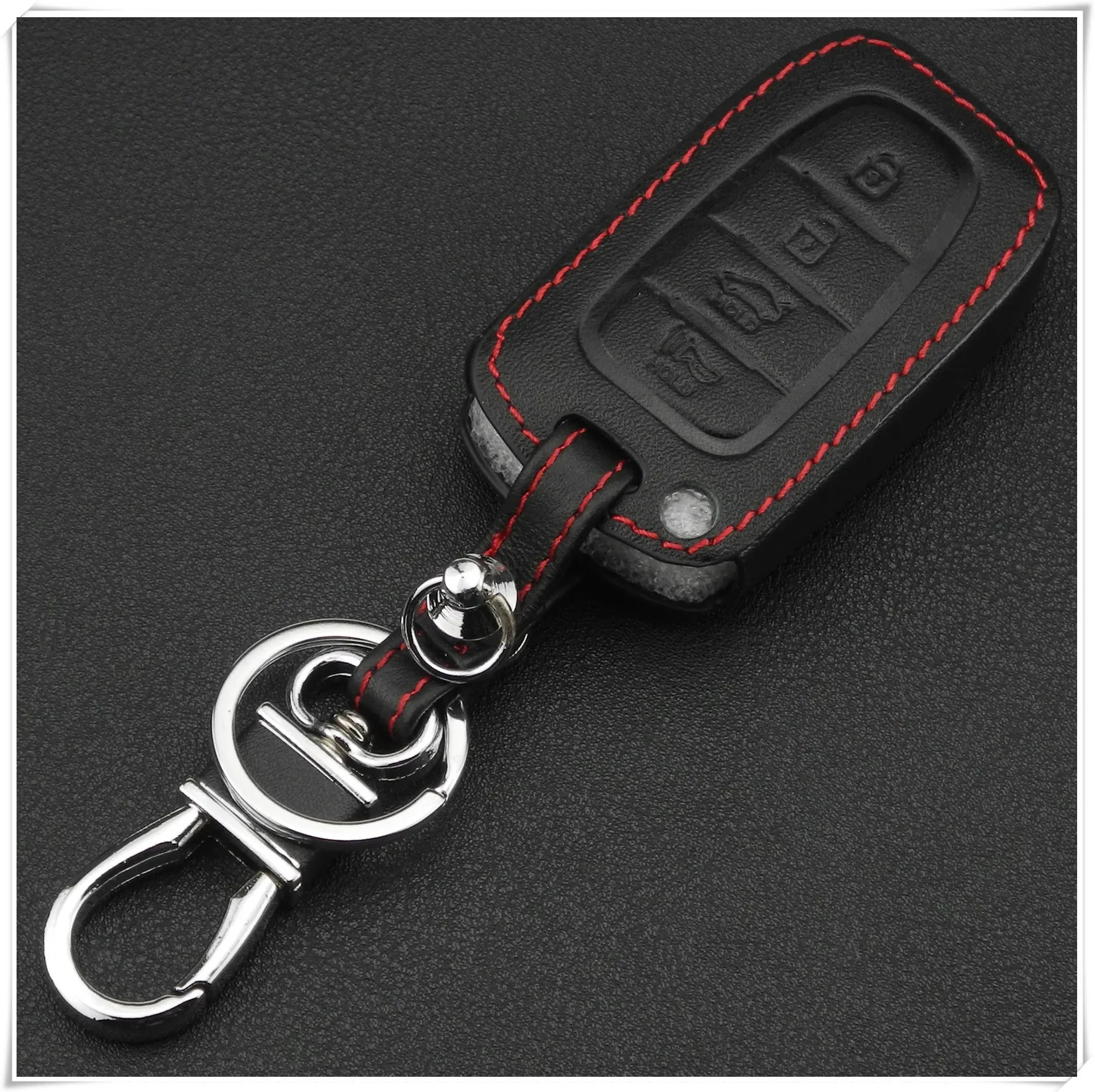 jingyuqin 4 Button Remote Leather Car Key Cover Case For Hyundai Long Move IX35 Sonata 8 For Kia Chi Ran K2 Furui Di k5 keychain