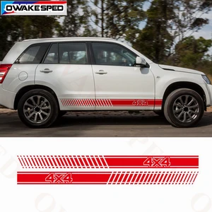Для Suzuki Grand Vitara AT MT 4X4 внедорожные полосатые наклейки для кузова автомобиля боковые декоративные наклейки подходят для 3-5 дверей спортивные наклейки