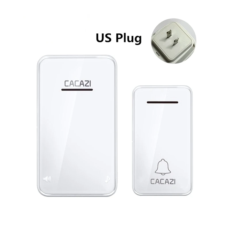 white US Plug 1x1 Беспроводной дверной звонок с вилкой для ЕС, США, Великобритании, Австралии, без батареи, автономный, 200 м, IP 40, водонепроницаемый светодиодный светильник, беспроводной звонок, 1, 2 кнопки и приемник - Цвет: white US Plug 1x1