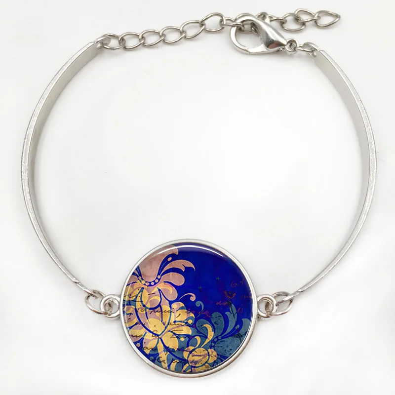 Round Glass Cabochon Mood Indigo Abstract Art Resin Pendant Making Jewelry Accessories Beautiful Cameo | Украшения и аксессуары