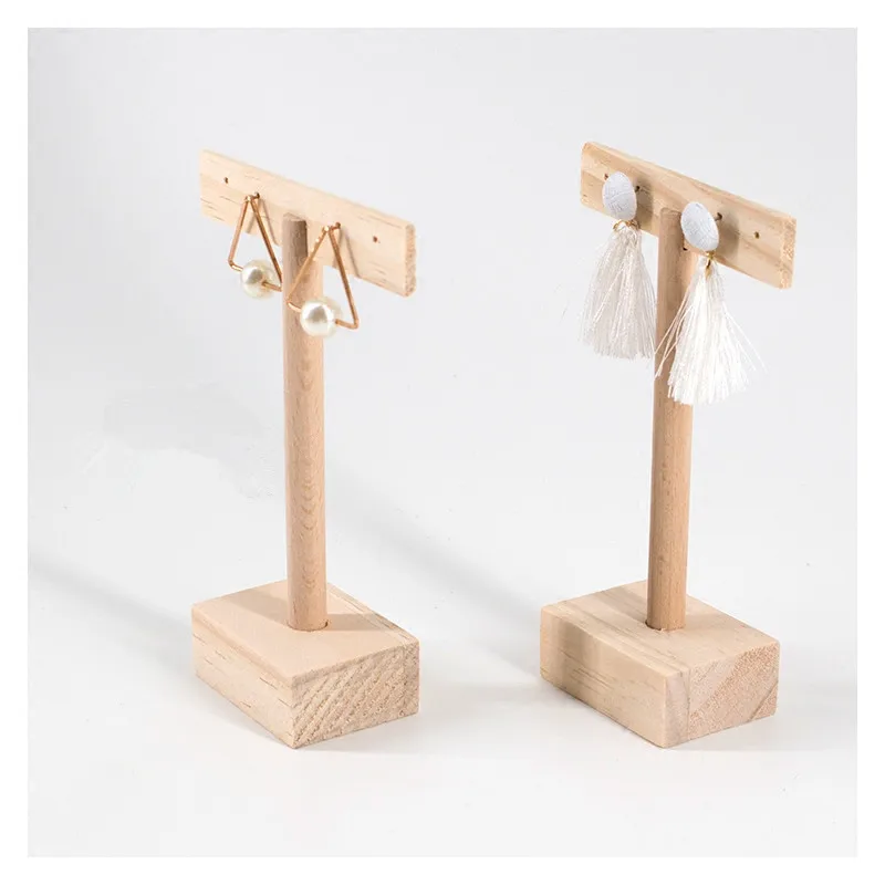 Новый модный Экологичный Деревянный t образный держатель для сережек подставка