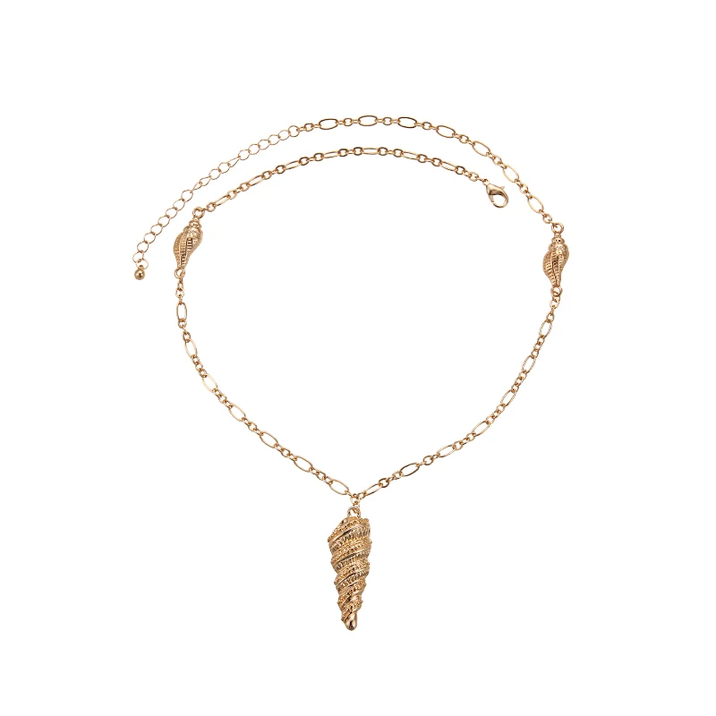 Yhpup Stylish Classic Conch Shell Minimalist Geometric Pendant Necklace Zinc Alloy Occident Charm Jewelry for Women Party Gift | Украшения