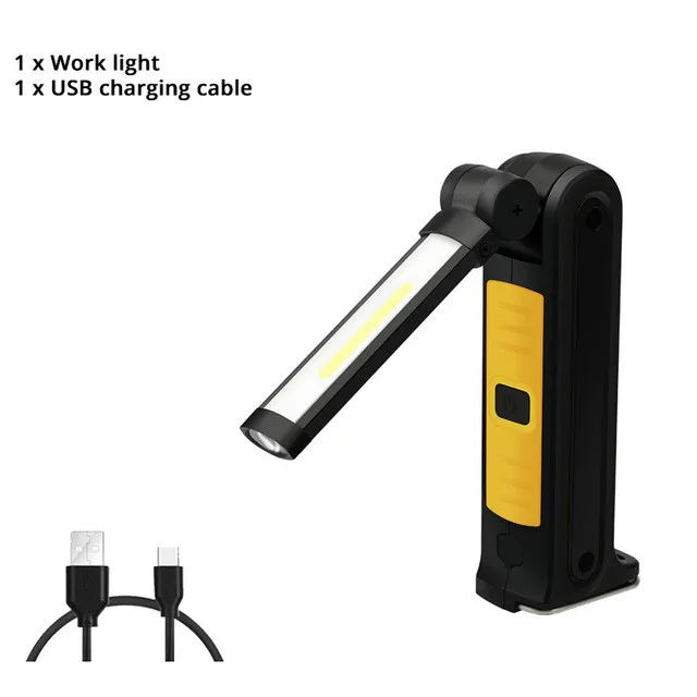 Yellow color Портативный 4 режима COB флэш-светильник фонарь USB Перезаряжаемый светодиодный рабочий светильник Магнитный COB Lanterna подвесной фонарь с крюком для наружного кемпинга - Испускаемый цвет: Yellow color