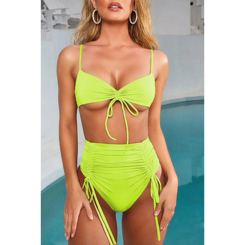 2019 трусики бикини Однотонный женский купальник купальный костюм Maillot De Bain Femme