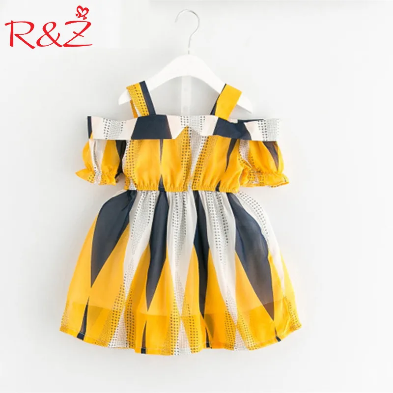 

R&Z Girls Dress 2017 New Bohemian Style Princess Dress Chiffon Patchwork Design for Baby Girls Dress Children Clothing k1