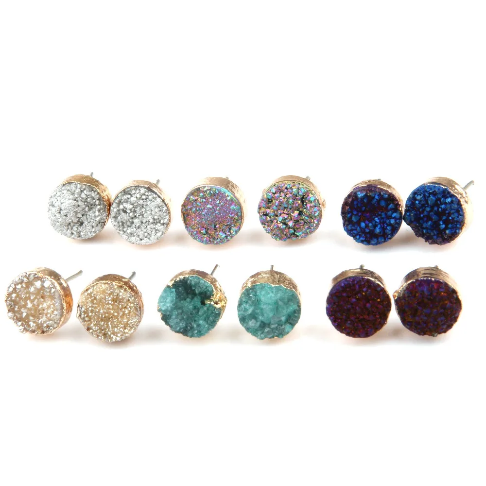 

New Hot Wholesale Jewelry Women Handmade Natural crystal ear studs