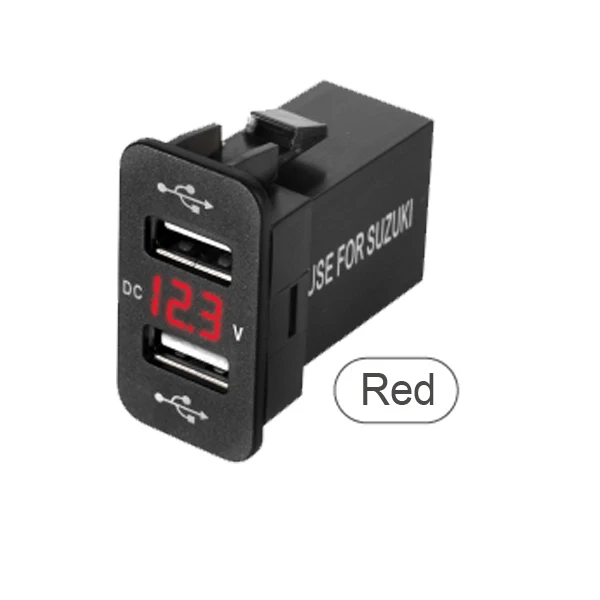 Red AC/DC 12-24V Dual USB Автомобильное зарядное устройство энергия Зарядное устройство для автомобиль Suzuki аксессуары с USB подключением 4.2A для IOS/Android/iPad/MP3/gps электронный с 2 портами(стандарт Порты и разъёмы - Название цвета: Red