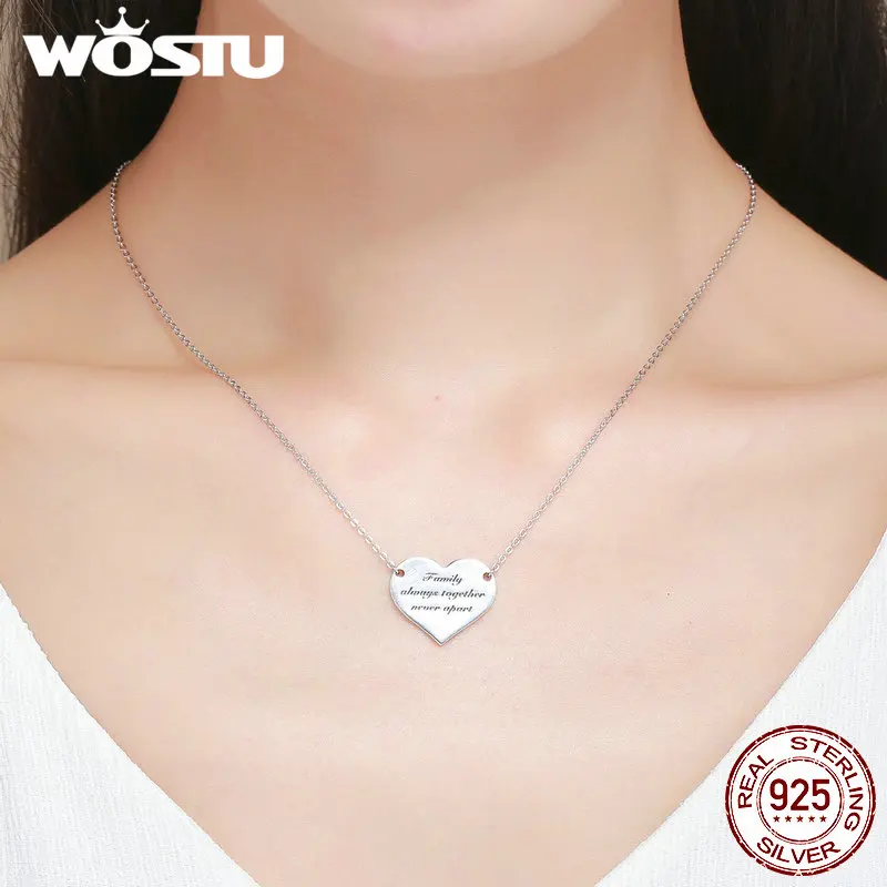 WOSTU 100% реального стерлингового серебра 925 I Love My Семья Головоломка Сердце Подвеска