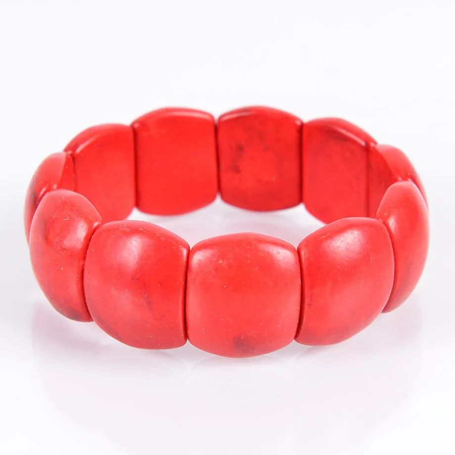 Белый красный синий эластичный браслет Howlite широкие браслеты с запястьем в форме