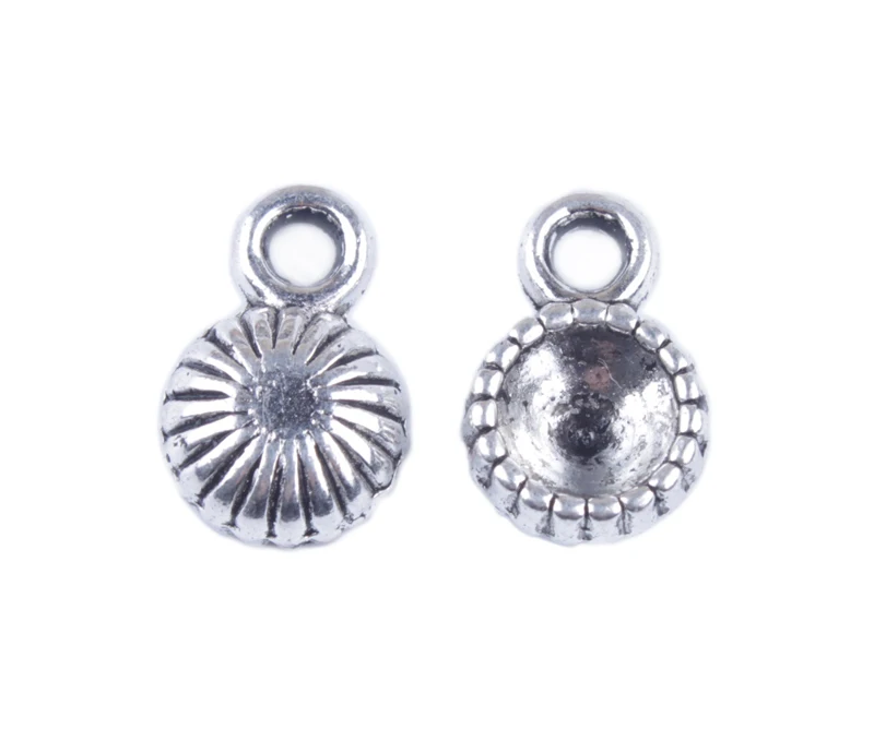 

40PCS Tibetan Silver Color 6mm Rivoli Ridged Round Settings Charms A10003