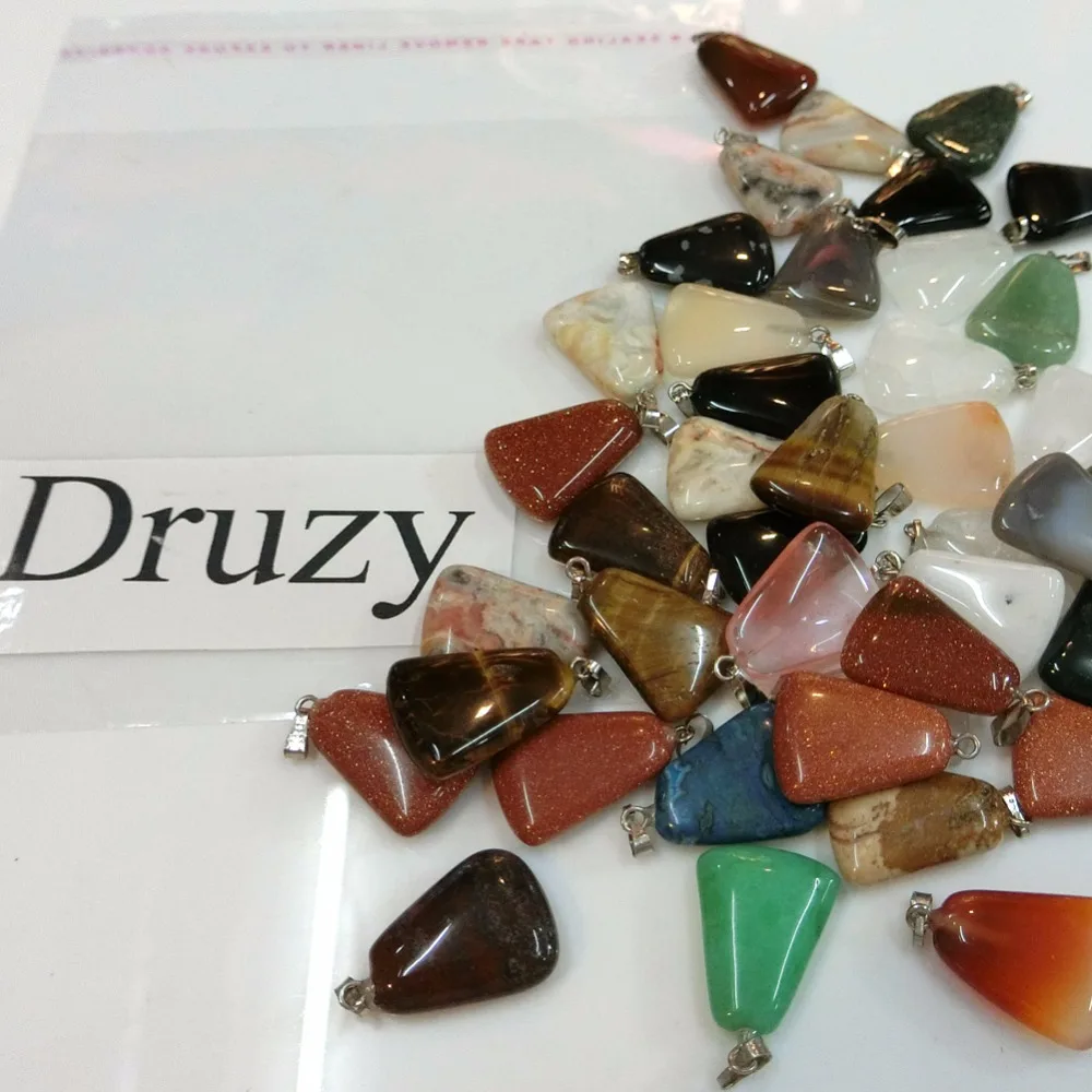 

Druzy Fashion Mixed Color Geometric Triangle Shape Charms Pendant for Necklace Jewelry Making 12 pcs/lot Free Shipping