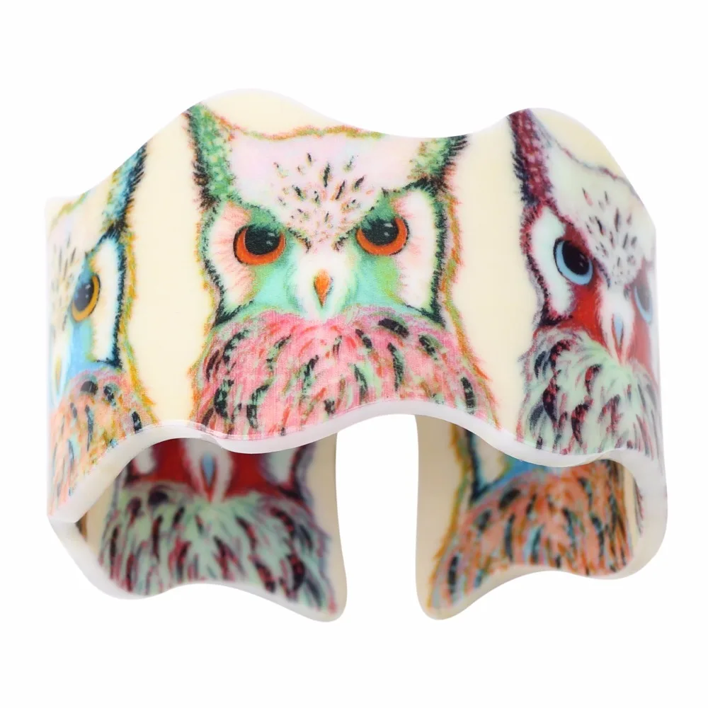 Bonsny уникальные браслеты с широкими вещами в виде совы ювелирные изделия для