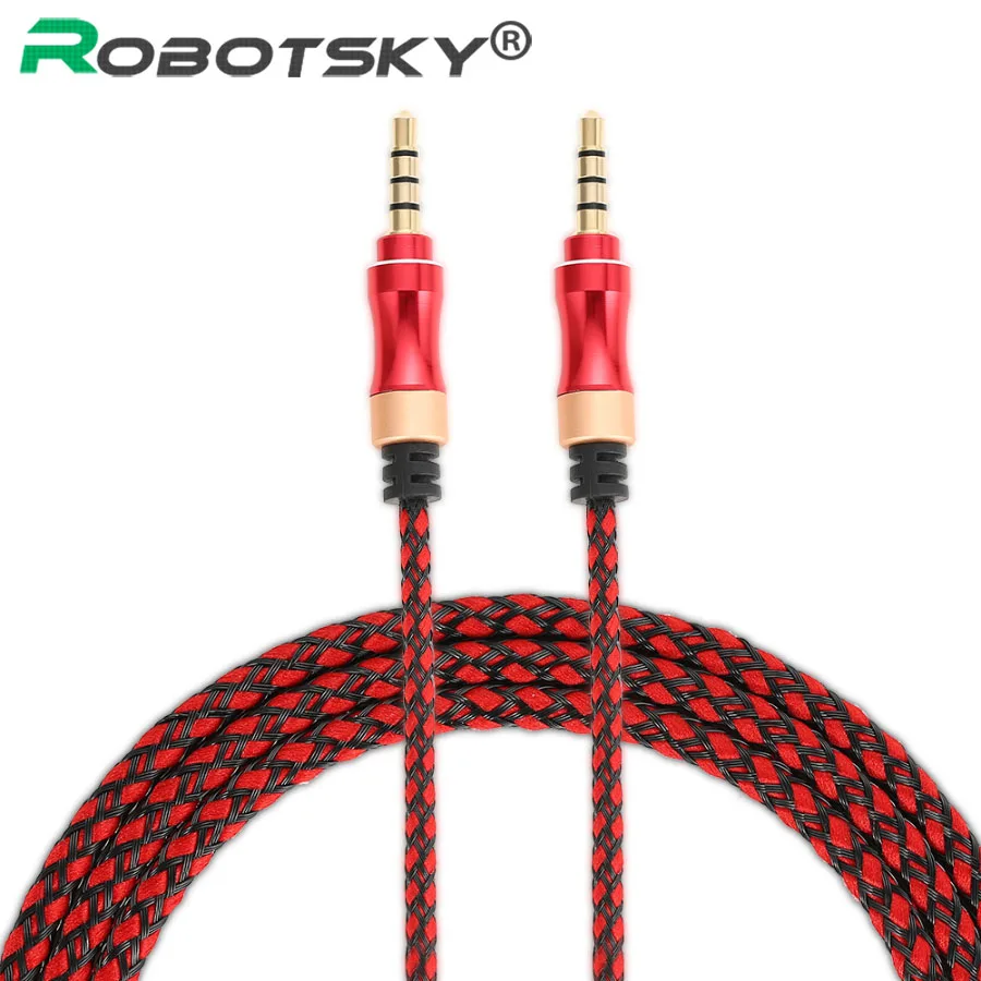 Robotsky AUX кабель для автомобиля iPhone iPad Samsung MP3 стерео аудио шнур позолоченный 3 5 мм
