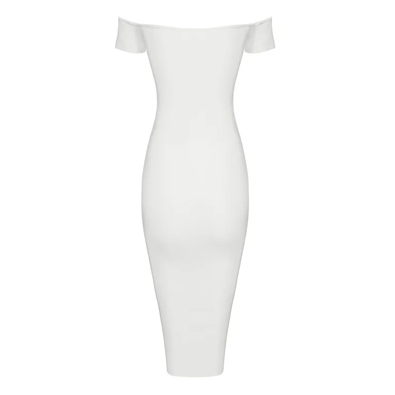 2018 белое с открытыми плечами длиной до колена Клубное вискозное сексуальное