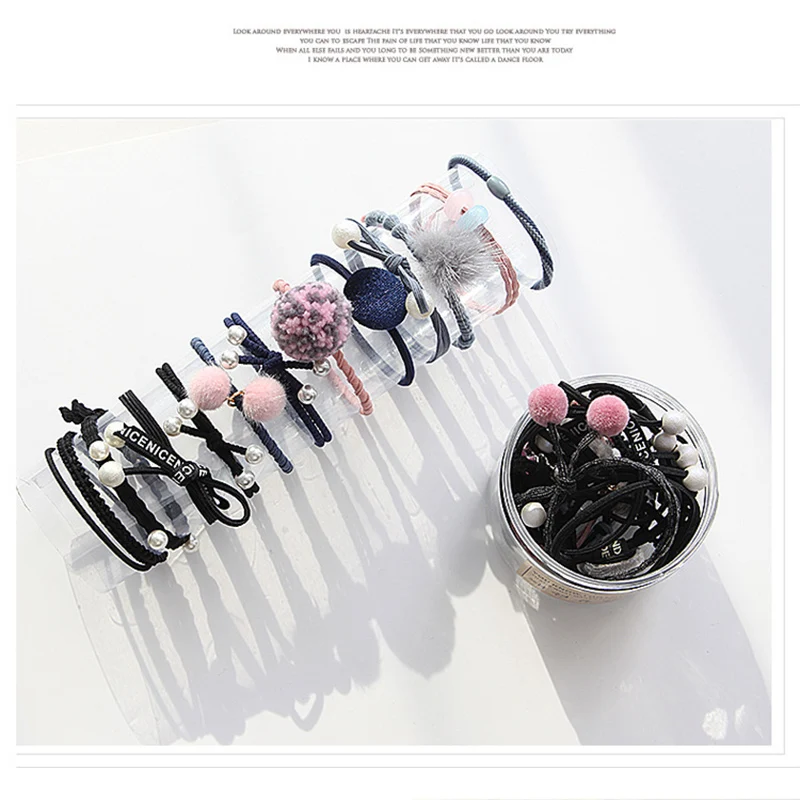 12 шт. много резинки для волос браслеты Для женщин жемчугом резиновая комплект