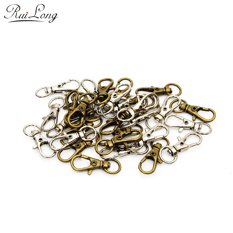 Оптовая продажа бронзовых родиевых застежек-карабинов 20 шт./лот застежки для