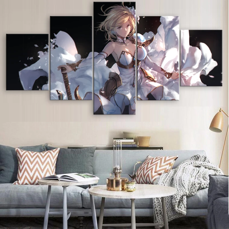 Современный домашний декор Granblue Fantasy Anime 5 шт. HD печать на стене искусство холсте