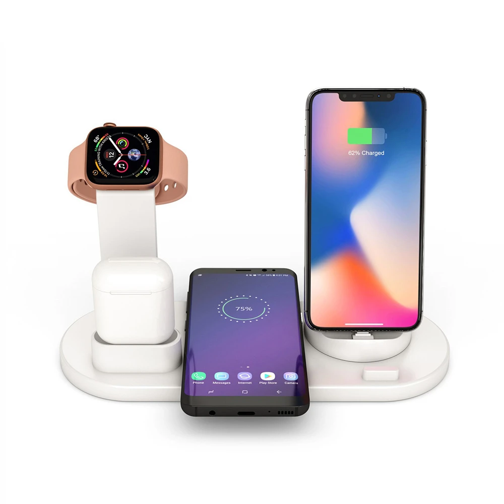 10 Вт беспроводное быстрое зарядное устройство + Type-C/Micro USB/8-контактная док-станция