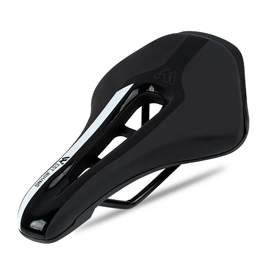 A Style Black White WEST BIKING седло для велосипеда, шоссейные стальные рельсы, горный велосипед, Sillin Bicicleta Carretera, мягкое седло из искусственной кожи для горного велосипеда - Color: A Style Black White
