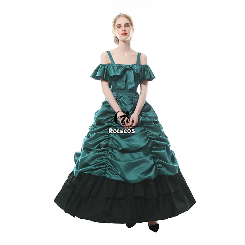 Green ROLECOS, женские платья Лолиты, длинное викторианское платье, Ренессанс, средневековый, вечерние, костюм принцессы, готическое платье лолиты для женщин - Цвет: Green