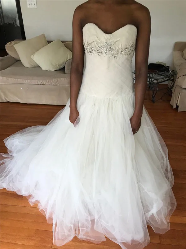 

A-line Sweetheart Tulle Crystal Beaded Wedding Dresses Wedding Gowns Vestido De Noiva Bridal Gowns African Plus Size Vintage