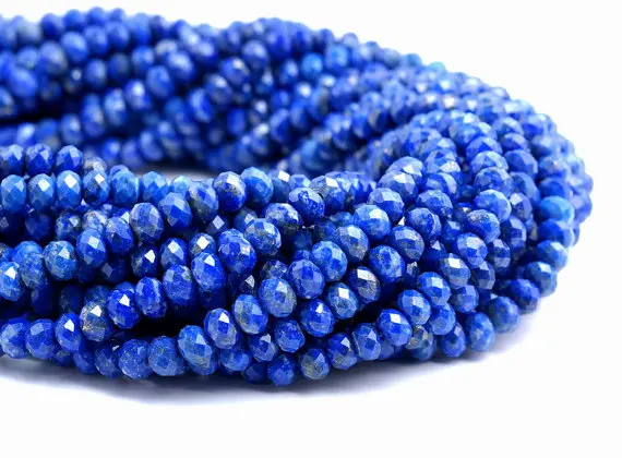 

6x4mm Natural Azura Lapis Lazuli Gemstone Grade AA Blue Faceted Rondelle 6x4mm Loose Beads 7.5 inch Half Strand (90183434-785)