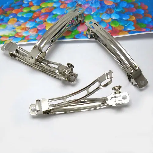 20pcs Wholesale Platinum Dull Silver Plated  Tone Metal Barrette Hair Clip Blank DIY Hair Findings Settings for Jewelry Making