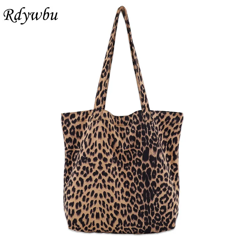 

Rdywbu Women Soft Leopard Print Tote Handbag Girls New Casual Big Capacity Shoulder Bag Large Eco Shopping Gift Bag Bolsa B109