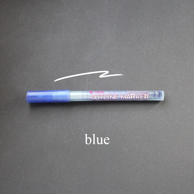blue-10pcs STA 6Colors Outline Markers Multifunctional Glare Color Edge Pen Highlighter Waterproof Paint Marker Pen brush School Supplies - Цвет: blue-10pcs