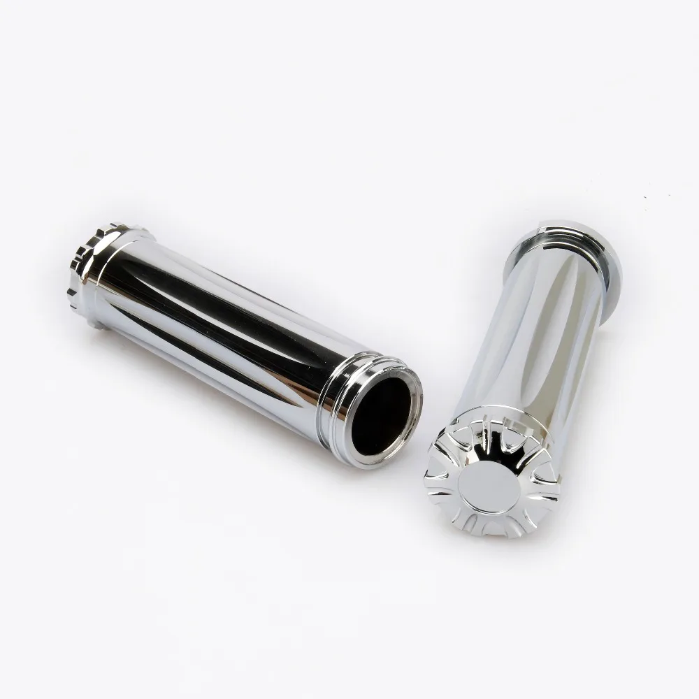 

Motorcycle Chromed 1" Billet CNC Edge Cut Handlebar Grips For Harley Electronic wire touring 2008-2017