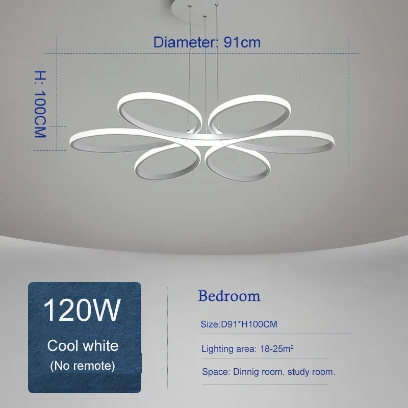 91cm Pendant cool Белый/черный/кофейный светодиодный потолочный светильник для гостиной, спальни, с регулируемой яркостью, с пультом дистанционного управления, AC85-265V, внутренний светильник, потолочный светильник - Цвет корпуса: 91cm Pendant cool