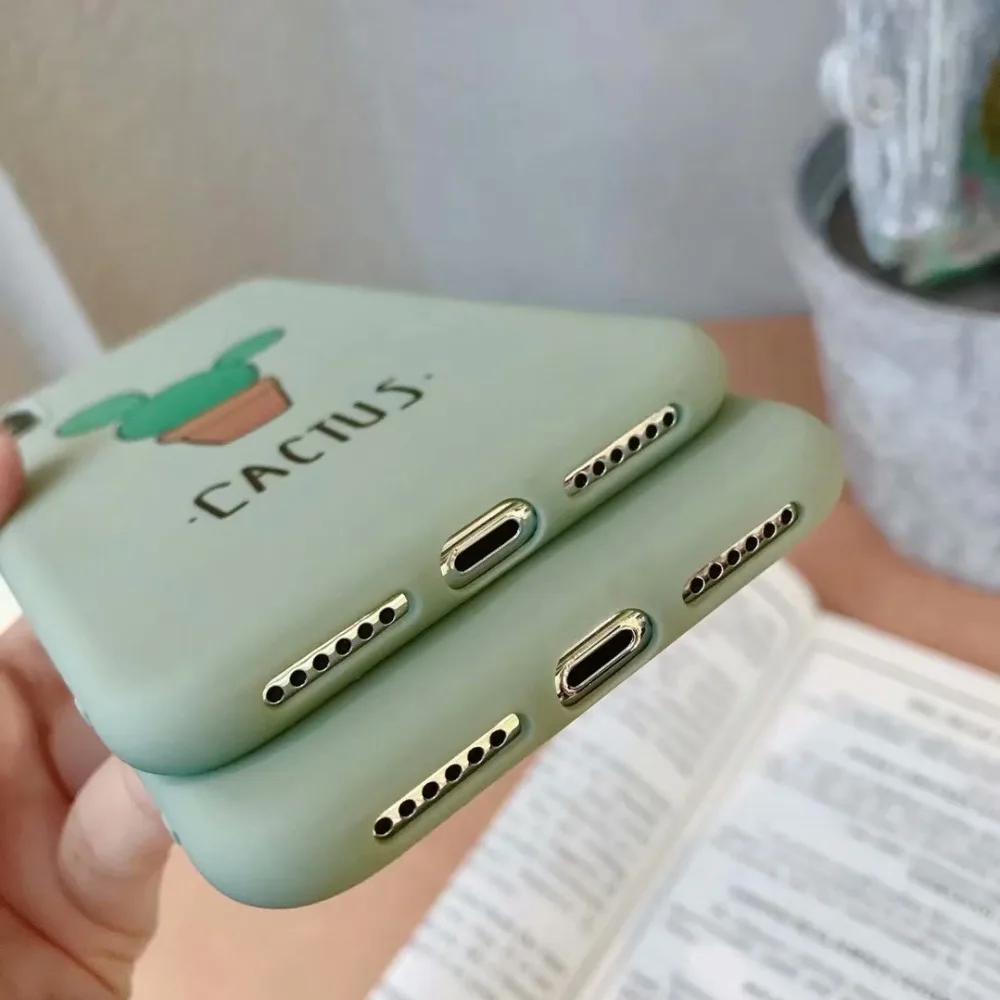 3D милый мультфильм чехол для телефона в форме кактуса iPhone 6 S плюс 7 8 X XS XR Max мягкие