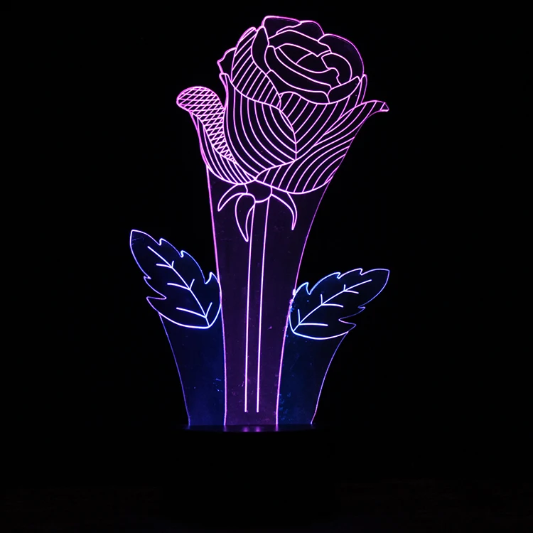3D Роза LED Лава lampara двухцветный 7 видов цветов Изменение USB База сенсорный детский