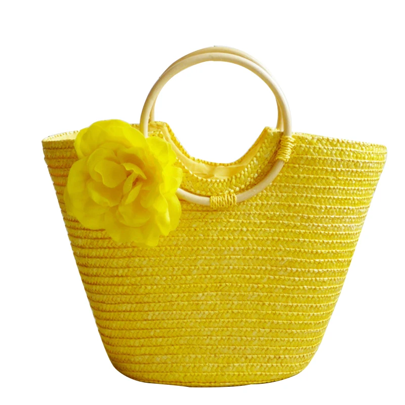 2017 пшеничной соломы леди сладкий цветок Портативный Сумки женские Weave Tote летние