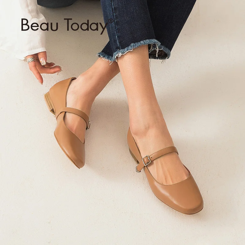 Женские туфли мэри джейн BeauToday весенние из натуральной телячьей кожи на плоской