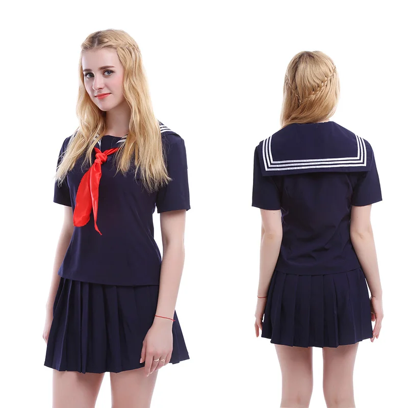 Женский костюм для косплея ROLECOS белая и темно синяя школьная форма с коротким
