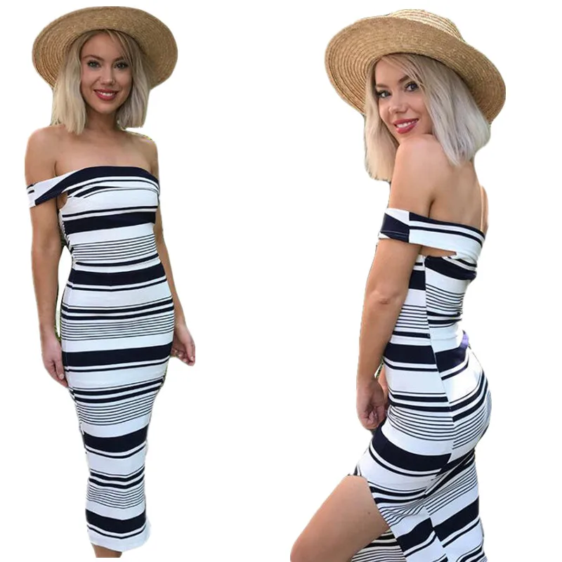 2017 новое летнее сексуальное платье с вырезом лодочкой облегающее
