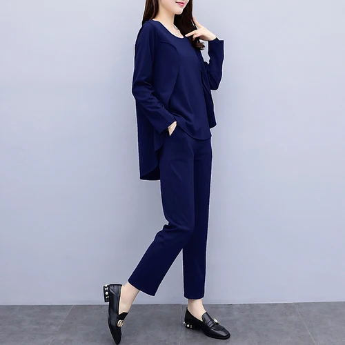 Plus Size 5xl Office Work Wild Two Piece Set Top And Pants Elegant Fashion Woman Suit Temperament Generous Conjunto Feminino |