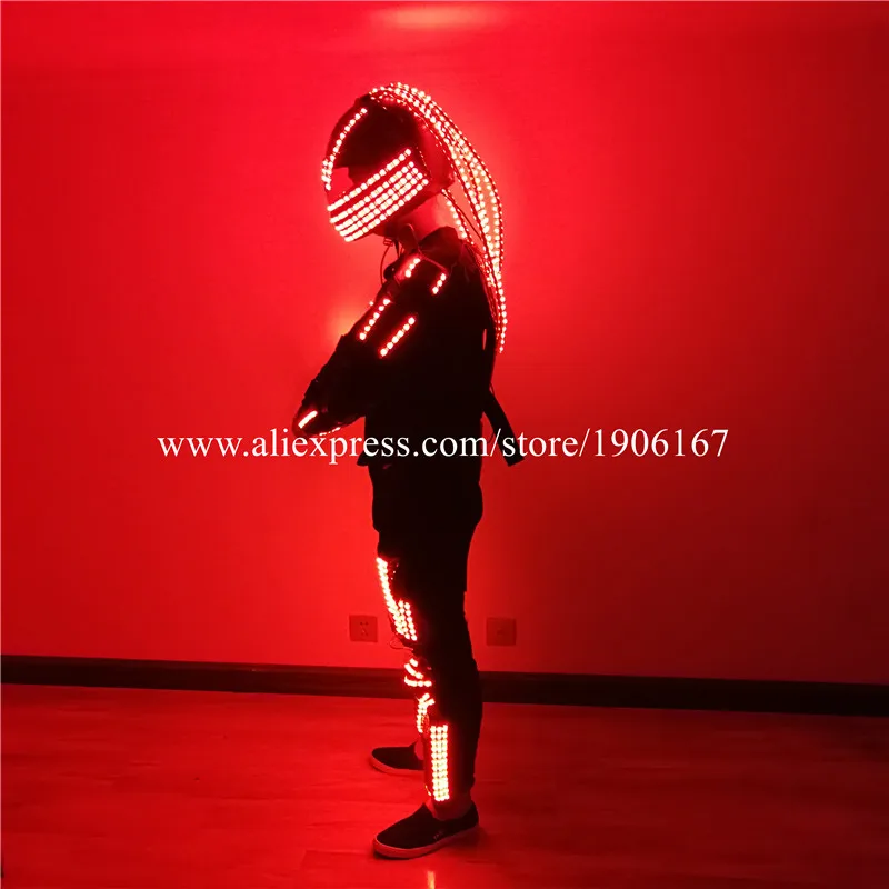 RGB красочные светодиодные светящиеся панцири робот танцевальный костюм растущий