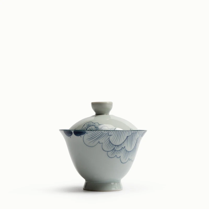 150 мл японский синий и белый Гибискус Gaiwan Master Cup фарфоровый чайник керамическая кофейная чашка винтажный чайный набор кунг-фу - Цвет: B