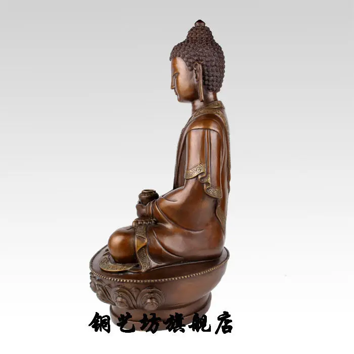 12&quot China Tibet Bronze Buddhism Shakyamuni Buddha Sit Lotus Statue Sculpture | Дом и сад