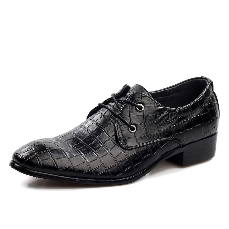

2017 New Hot Sale Fashion High Quality Men Genuine Leather Shoes Man Lace-Up Square Business Dress Shoes Crocodile Oxford