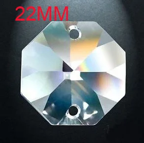

100pcs/Lot 22mm Transparent Color Crystal Glass Octagon Beads In 2 Holes For Lamp Parts Pendant Free Shipping