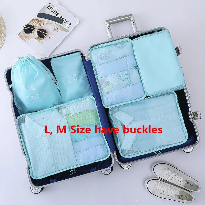 Sky blue Ruputin 6 шт./компл. высокое качество ткань Водонепроницаемый Путешествия сетки в мешке Чемодан Органайзер Упаковка куб Организатор для Костюмы - Цвет: Sky blue