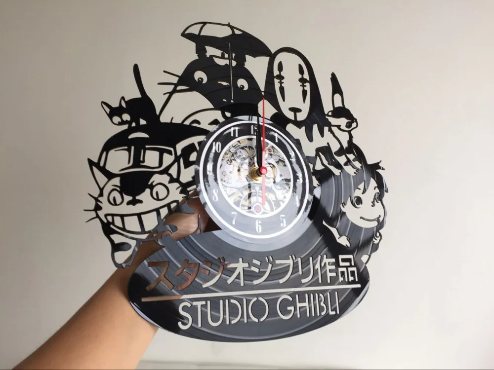 Студия Ghibli Аниме подарок виниловая запись настенные часы домашний декор искусство