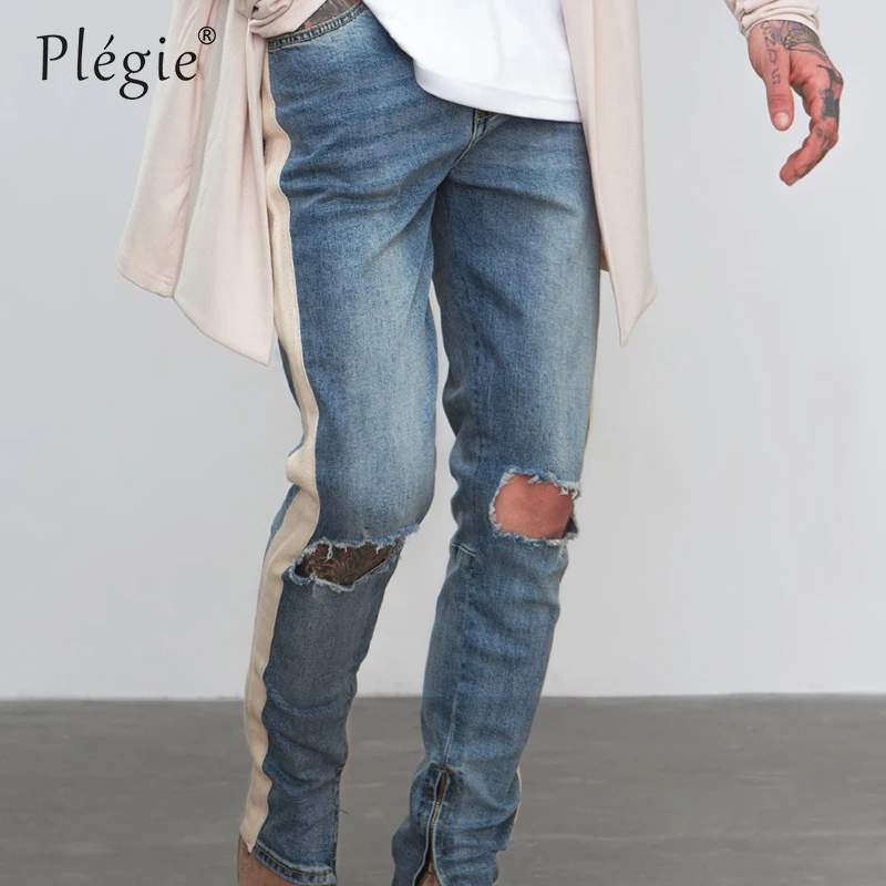 Plegie новые брюки Для мужчин обтягивающие джинсы Уличная Рваные для установлены