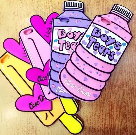 3D lovery Bottle Boy Tears Case for iphone X/8/8plus/7/7plus/6/6s/6plus Heart Ice cream Lick Me Dolls Soft Silicone rubber Cover |