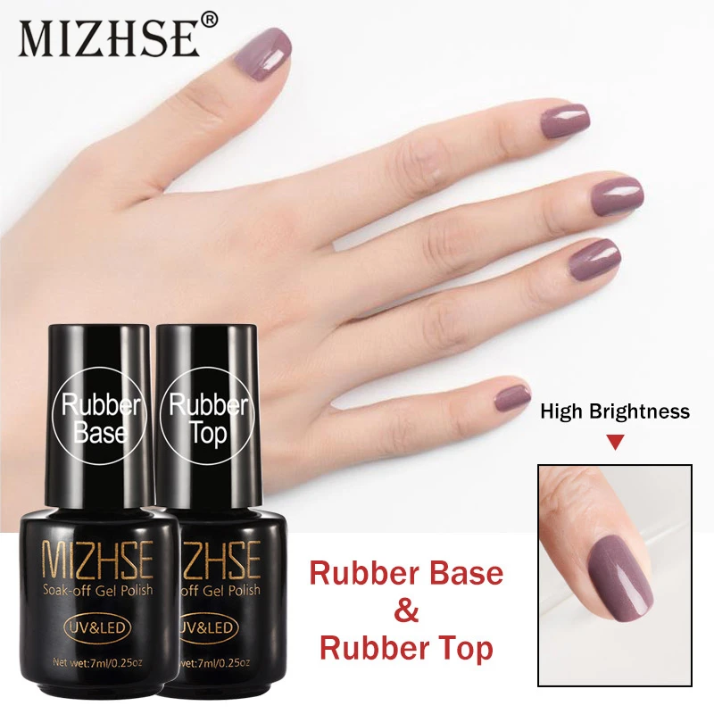 Базовая верхняя часть из резины для ногтей MIZHSE 2 шт./компл. базовое и верхнее