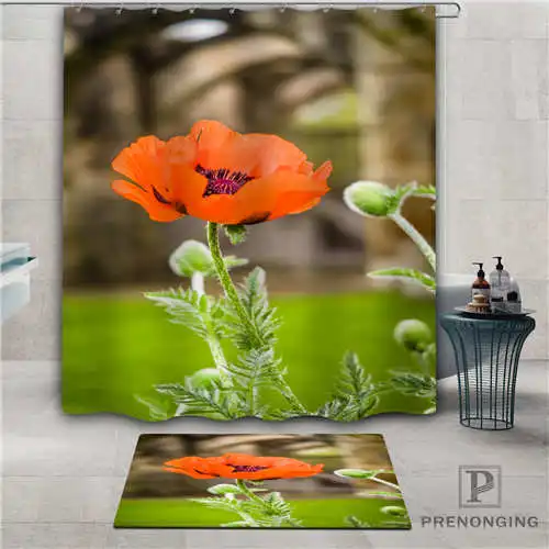 Заказная Цветочная живопись (1) Водонепроницаемая занавеска для душа коврик дома